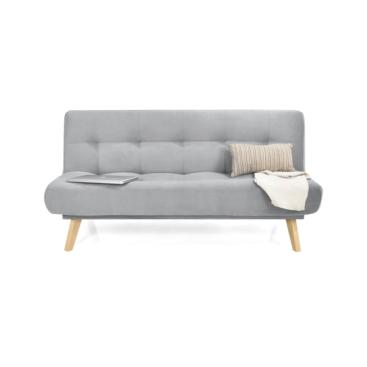 Sofá Cama Porto Plata Denver y Matiz Natural 182x85cm de Tres Puestos Reclinable sin Apoya Brazos