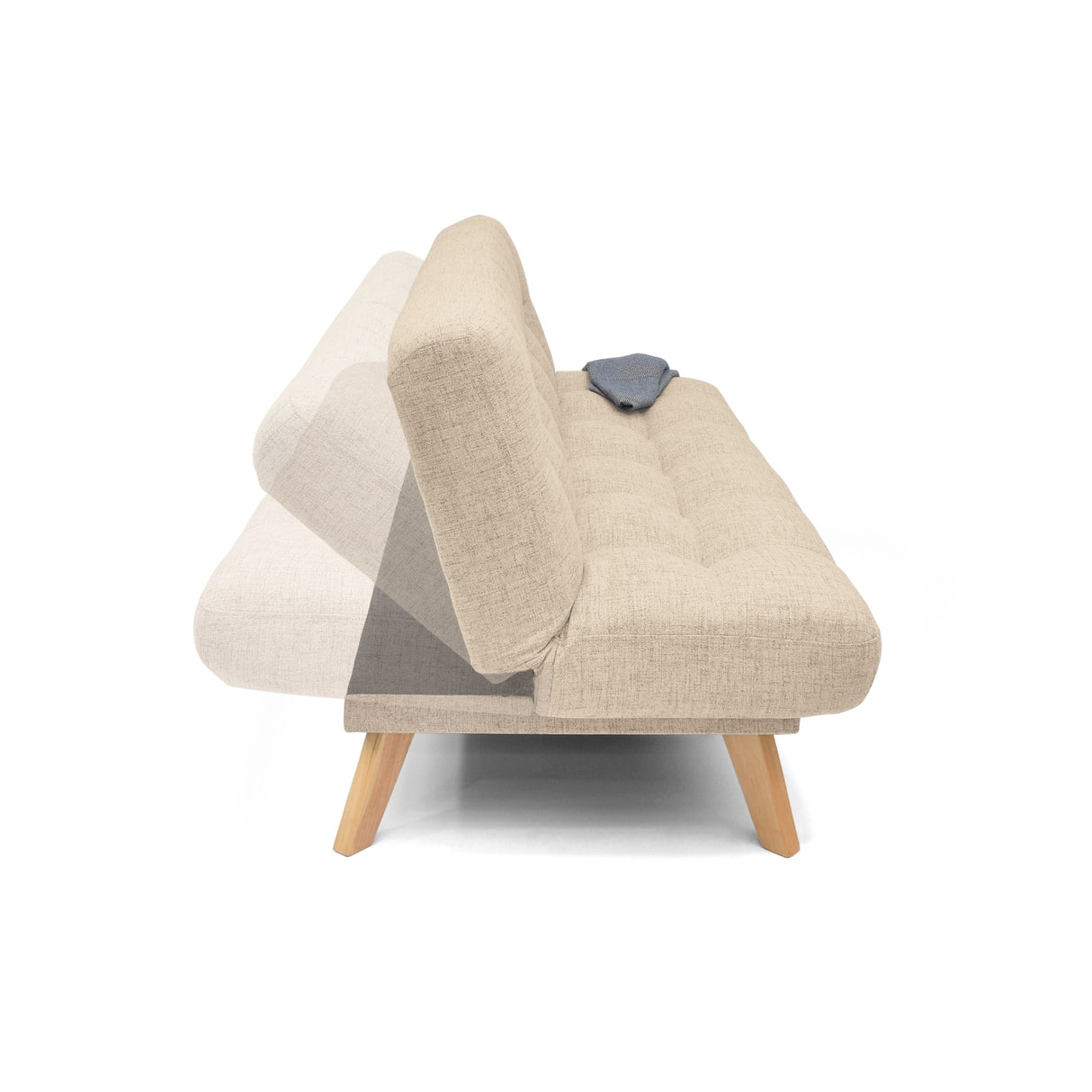 Sofá Cama Porto Beige Dicosta y Matiz Natural 182x85cm de Tres Puestos Reclinable sin Apoya Brazos