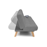 Sofá Cama Porto Gris Dicosta y Matiz Natural 182x85cm de Tres Puestos Reclinable sin Apoya Brazos