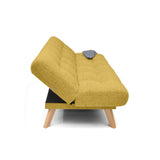 Sofá Cama Porto Mostaza Dicosta y Matiz Natural 182x85cm de Tres Puestos Reclinable sin Apoya Brazos