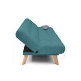 Sofá Cama Porto Petróleo Eureka y Matiz Natural 182x85cm de Tres Puestos Reclinable sin Apoya Brazos