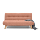 Sofá Cama Porto Salmón Dicosta y Matiz Natural 182x85cm de Tres Puestos Reclinable sin Apoya Brazos