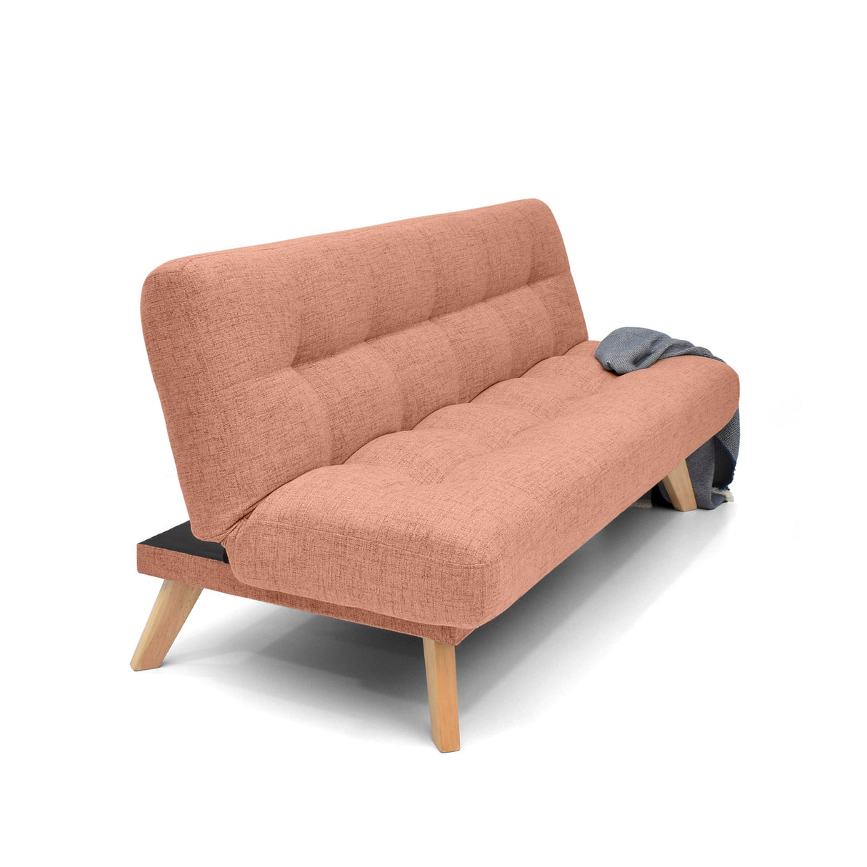 Sofá Cama Porto Salmón Dicosta y Matiz Natural 182x85cm de Tres Puestos Reclinable sin Apoya Brazos
