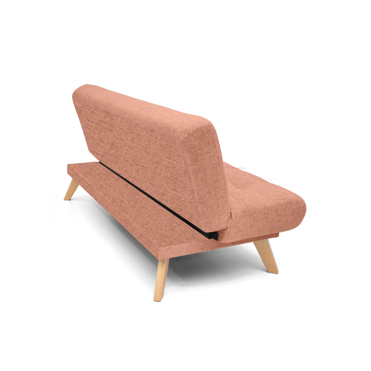 Sofá Cama Porto Salmón Dicosta y Matiz Natural 182x85cm de Tres Puestos Reclinable sin Apoya Brazos