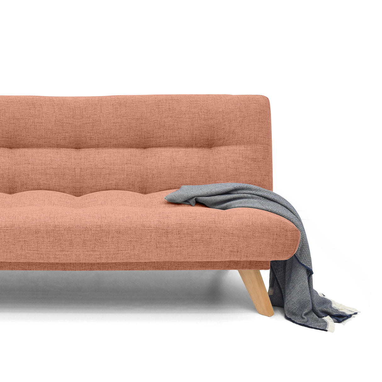 Sofá Cama Porto Salmón Dicosta y Matiz Natural 182x85cm de Tres Puestos Reclinable sin Apoya Brazos