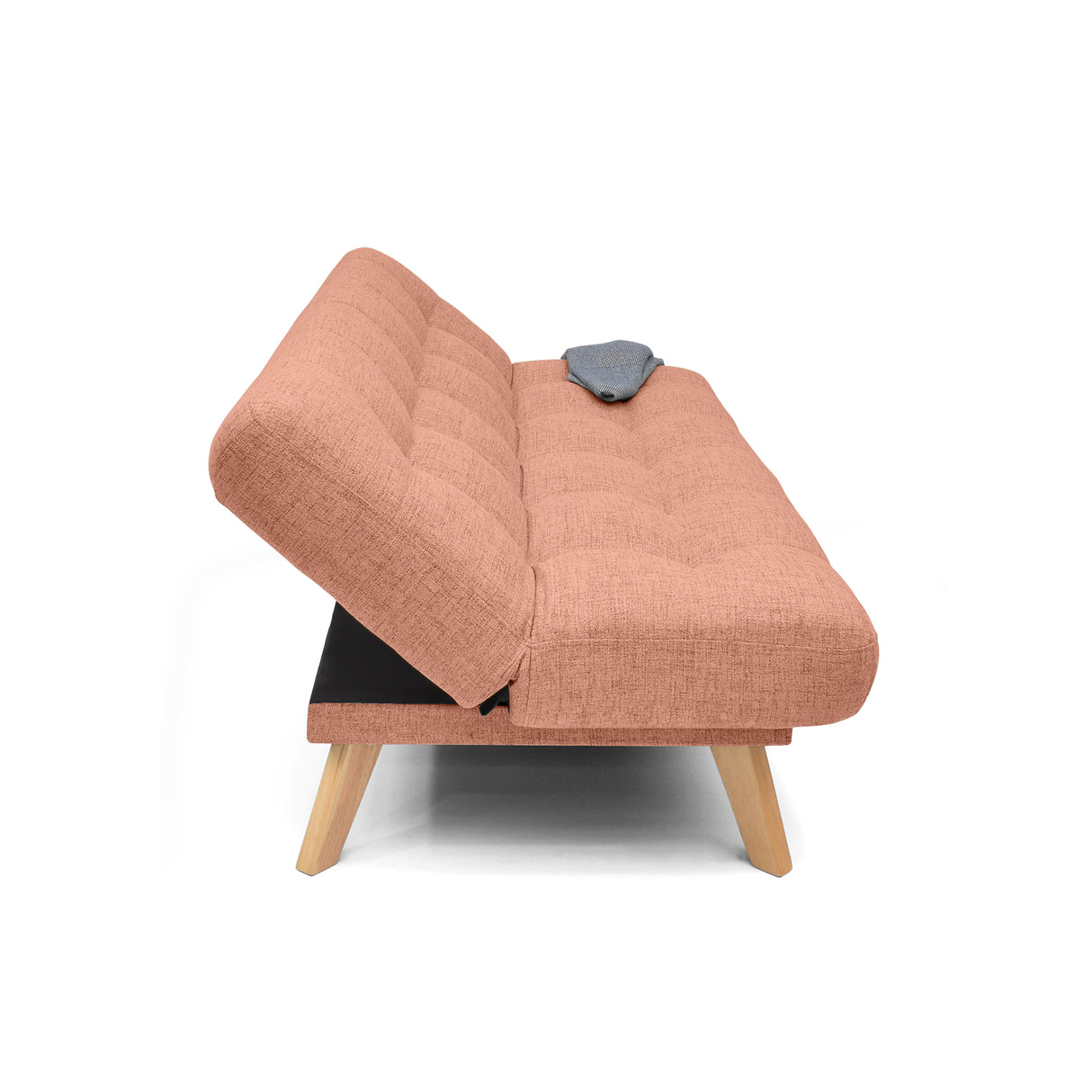 Sofá Cama Porto Salmón Dicosta y Matiz Natural 182x85cm de Tres Puestos Reclinable sin Apoya Brazos