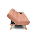 Sofá Cama Porto Salmón Dicosta y Matiz Natural 182x85cm de Tres Puestos Reclinable sin Apoya Brazos