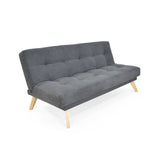 Sofá Cama Porto Gris Dorsey y Matiz Natural 182x85cm de Tres Puestos Reclinable sin Apoya Brazos