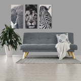 Sofá Cama Porto Gris Dorsey y Matiz Natural 182x85cm de Tres Puestos Reclinable sin Apoya Brazos