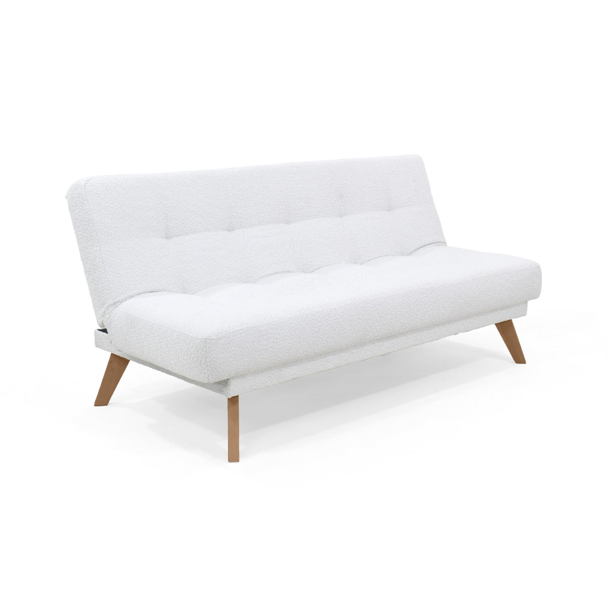 Sofá Cama Porto Blanco Shaggy y Matiz Natural 182x85cm de Tres Puestos Reclinable sin Apoya Brazos