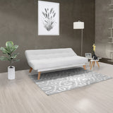 Sofá Cama Porto Blanco Shaggy y Matiz Natural 182x85cm de Tres Puestos Reclinable sin Apoya Brazos
