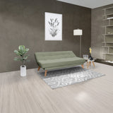 Sofá Cama Porto Verde Shaggy y Matiz Natural 182x85cm de Tres Puestos Reclinable sin Apoya Brazos