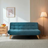 Sofá Cama Porto Azul Sky y Matiz Natural 182x85cm de Tres Puestos Reclinable sin Apoya Brazos