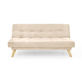 Sofá Cama Porto Beige Sky y Matiz Natural 182x85cm de Tres Puestos Reclinable sin Apoya Brazos