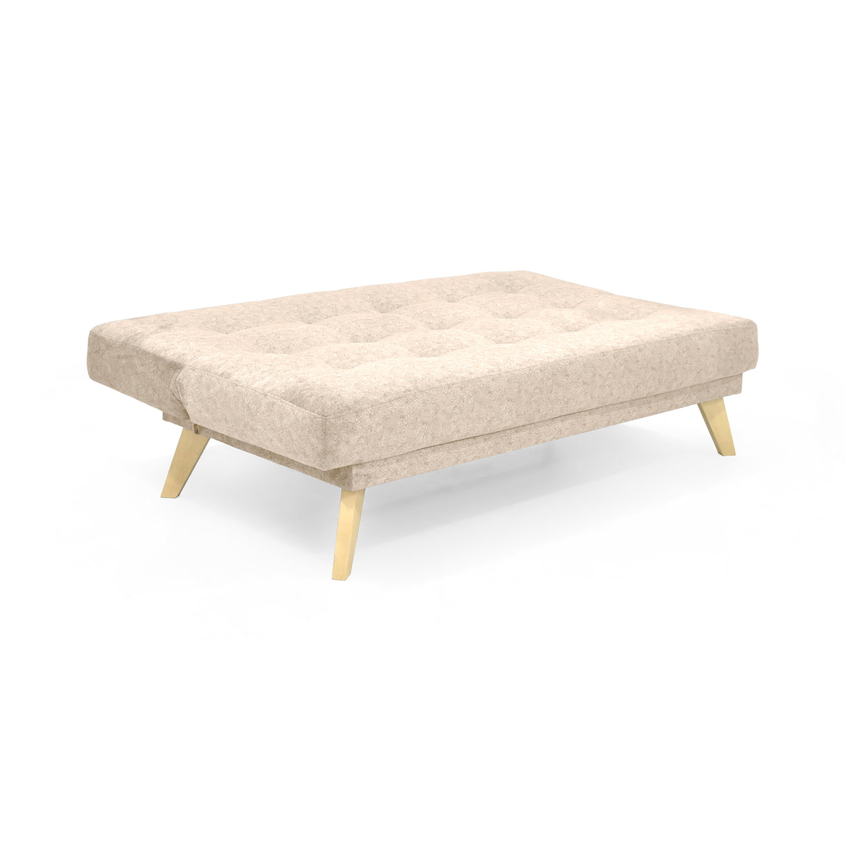 Sofá Cama Porto Beige Sky y Matiz Natural 182x85cm de Tres Puestos Reclinable sin Apoya Brazos