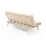 Sofá Cama Porto Beige Sky y Matiz Natural 182x85cm de Tres Puestos Reclinable sin Apoya Brazos