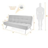Sofá Cama Porto Beige Sky y Matiz Natural 182x85cm de Tres Puestos Reclinable sin Apoya Brazos
