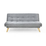 Sofá Cama Porto Gris Sky y Matiz Natural 182x85cm de Tres Puestos Reclinable sin Apoya Brazos