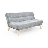 Sofá Cama Porto Gris Sky y Matiz Natural 182x85cm de Tres Puestos Reclinable sin Apoya Brazos