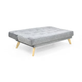 Sofá Cama Porto Gris Sky y Matiz Natural 182x85cm de Tres Puestos Reclinable sin Apoya Brazos
