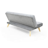 Sofá Cama Porto Gris Sky y Matiz Natural 182x85cm de Tres Puestos Reclinable sin Apoya Brazos