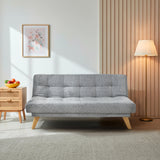 Sofá Cama Porto Gris Sky y Matiz Natural 182x85cm de Tres Puestos Reclinable sin Apoya Brazos