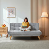 Sofá Cama Porto Gris Sky y Matiz Natural 182x85cm de Tres Puestos Reclinable sin Apoya Brazos
