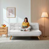 Sofá Cama Porto Plata Sky y Matiz Natural 182x85cm de Tres Puestos Reclinable sin Apoya Brazos