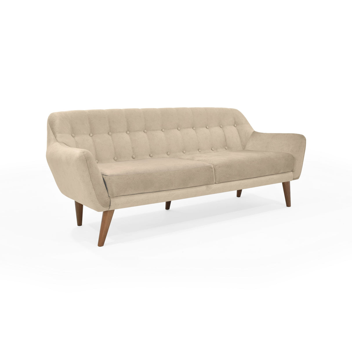 Sofá Roma Beige Sky y Matiz Caoba 194x78cm de Tres Puestos con Apoya Brazos