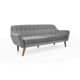 Sofá Roma Gris Sky y Matiz Caoba 194x78cm de Tres Puestos con Apoya Brazos