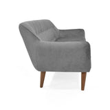 Sofá Roma Gris Sky y Matiz Caoba 194x78cm de Tres Puestos con Apoya Brazos