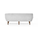 Sofá Roma Plata Sky y Matiz Caoba 194x78cm de Tres Puestos con Apoya Brazos