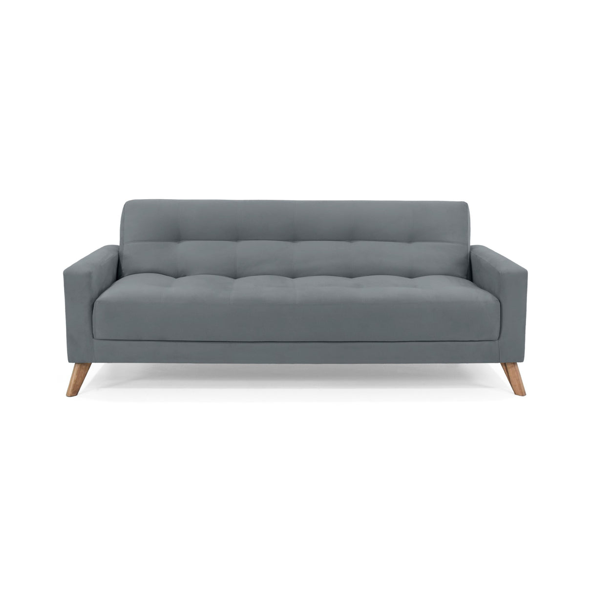 Sofá Cama Sahara Gris Denver y Matiz Caoba 206x82cm de Tres Puestos Reclinable con Apoya Brazos
