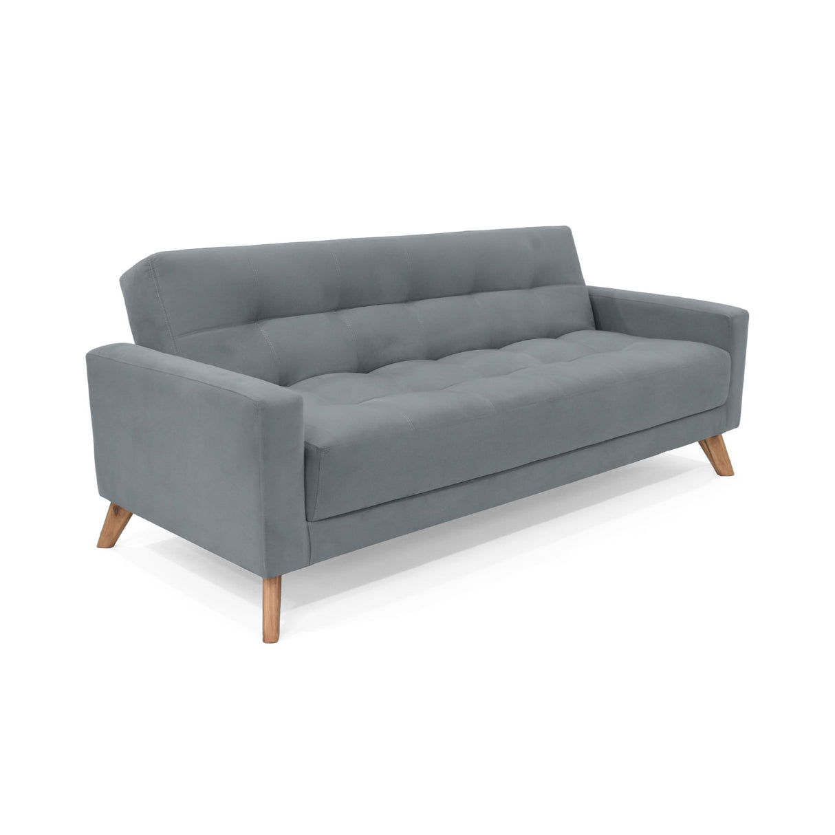 Sofá Cama Sahara Gris Denver y Matiz Caoba 206x82cm de Tres Puestos Reclinable con Apoya Brazos