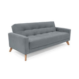 Sofá Cama Sahara Gris Denver y Matiz Caoba 206x82cm de Tres Puestos Reclinable con Apoya Brazos