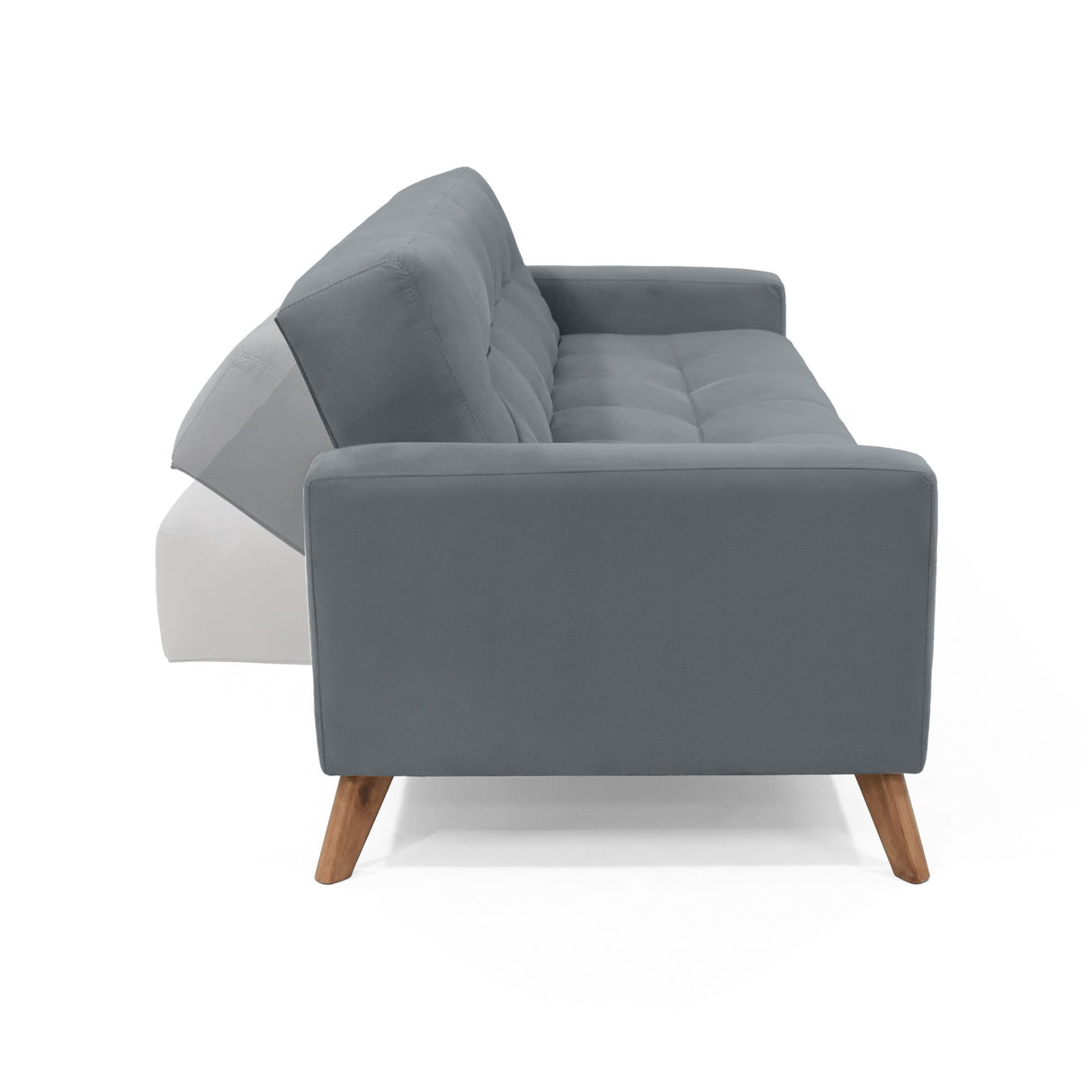 Sofá Cama Sahara Gris Denver y Matiz Caoba 206x82cm de Tres Puestos Reclinable con Apoya Brazos