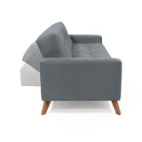 Sofá Cama Sahara Gris Denver y Matiz Caoba 206x82cm de Tres Puestos Reclinable con Apoya Brazos