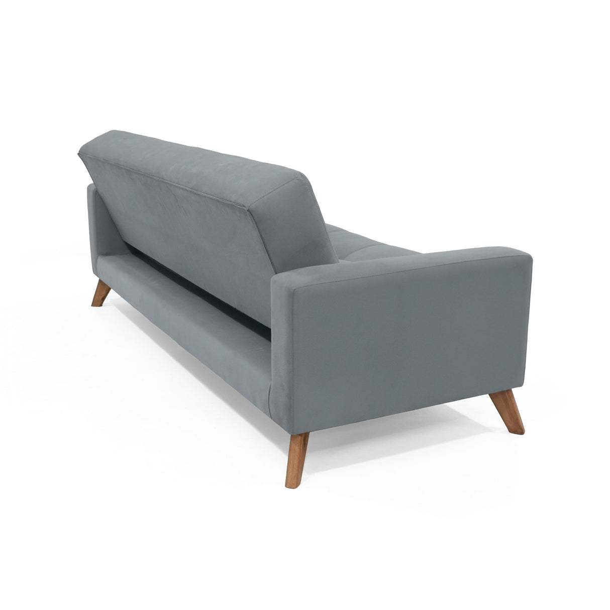 Sofá Cama Sahara Gris Denver y Matiz Caoba 206x82cm de Tres Puestos Reclinable con Apoya Brazos