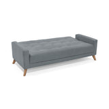 Sofá Cama Sahara Gris Denver y Matiz Caoba 206x82cm de Tres Puestos Reclinable con Apoya Brazos