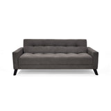 Sofá Cama Sahara Gris Dorsey y Matiz Negro 206x82cm de Tres Puestos Reclinable con Apoya Brazos