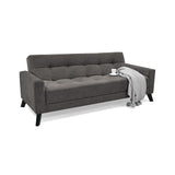 Sofá Cama Sahara Gris Dorsey y Matiz Negro 206x82cm de Tres Puestos Reclinable con Apoya Brazos