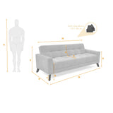 Sofá Cama Sahara Gris Dorsey y Matiz Negro 206x82cm de Tres Puestos Reclinable con Apoya Brazos