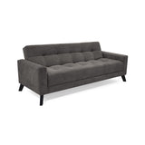 Sofá Cama Sahara Gris Dorsey y Matiz Negro 206x82cm de Tres Puestos Reclinable con Apoya Brazos
