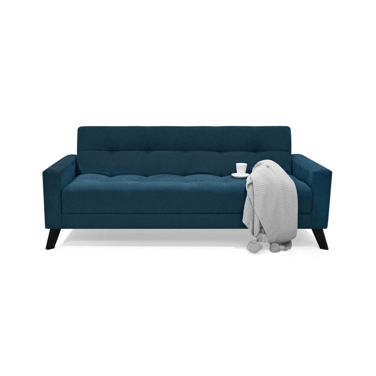 Sofá Cama Sahara Índigo Dorsey y Matiz Negro 206x82cm de Tres Puestos Reclinable con Apoya Brazos