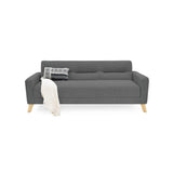 Sofá Cama Sion Gris Dicosta y Matiz Natural 206x82cm de Tres Puestos Reclinable con Apoya Brazos