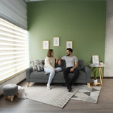 Sofá Cama Sion Gris Dicosta y Matiz Natural 206x82cm de Tres Puestos Reclinable con Apoya Brazos