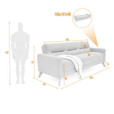 Sofá Cama Sion Gris Dicosta y Matiz Natural 206x82cm de Tres Puestos Reclinable con Apoya Brazos