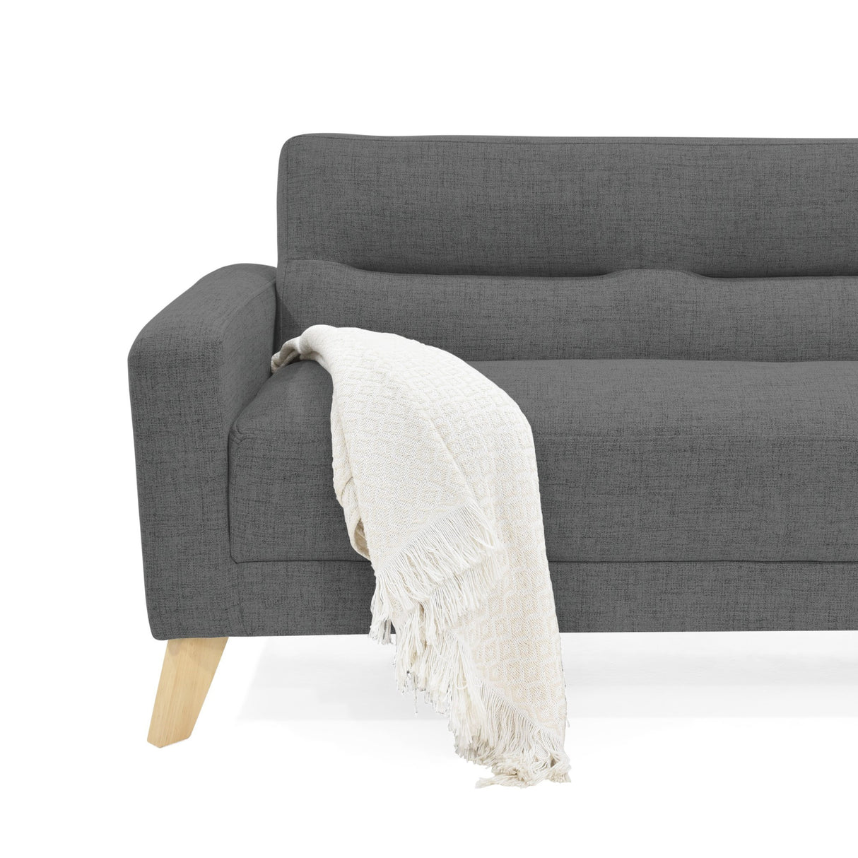 Sofá Cama Sion Gris Dicosta y Matiz Natural 206x82cm de Tres Puestos Reclinable con Apoya Brazos
