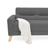 Sofá Cama Sion Gris Dicosta y Matiz Natural 206x82cm de Tres Puestos Reclinable con Apoya Brazos
