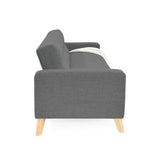 Sofá Cama Sion Gris Dicosta y Matiz Natural 206x82cm de Tres Puestos Reclinable con Apoya Brazos